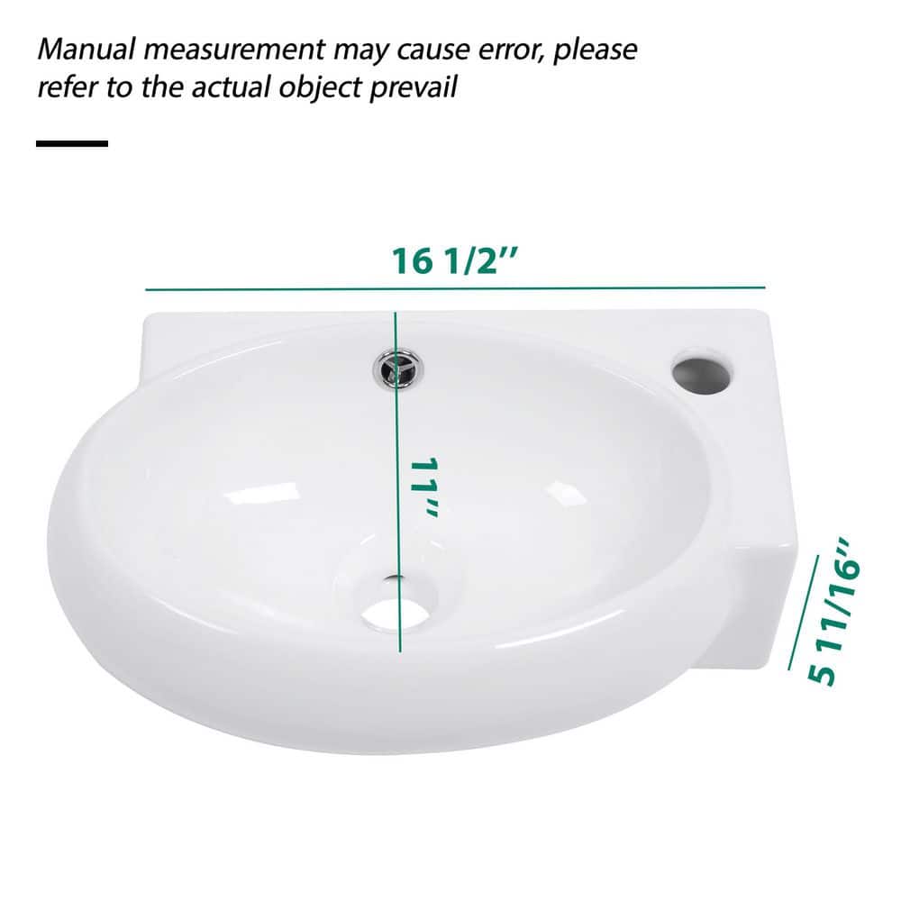 Dueyeeri 5.69 in. Ceramic Wall-Mounted Oval Bathroom Sink in White (2)