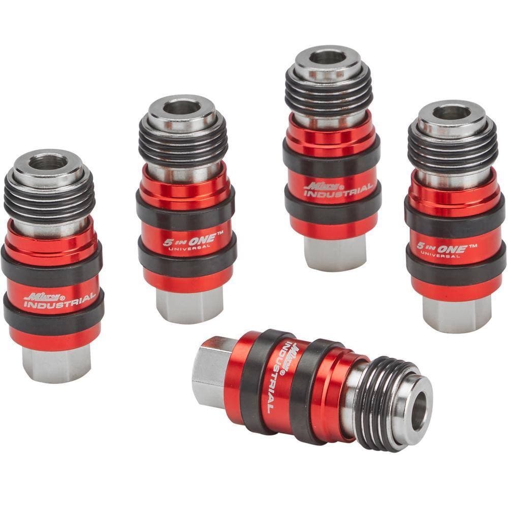 Milton Industries, Inc. 5 In ONE Universal 1/4 in. FNPT Safety Exhaust Quick-Connect Industrial Coupler (5-Box) (1)