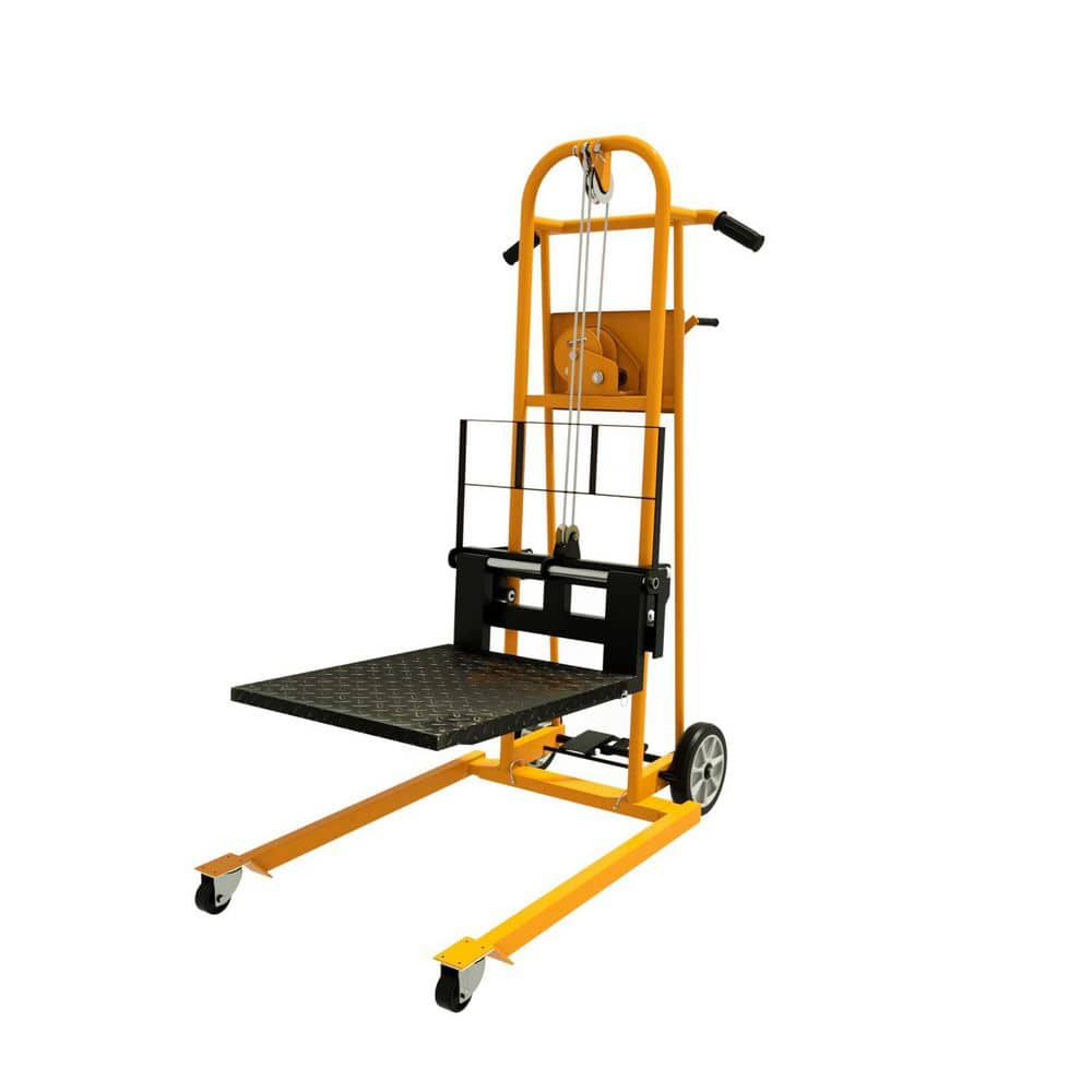 TORY CARRIER 500 Ibs. Max Load Capacity Hand Stacker 41.4 in. Lift Height Manual Winch Stacker Yellow (3)