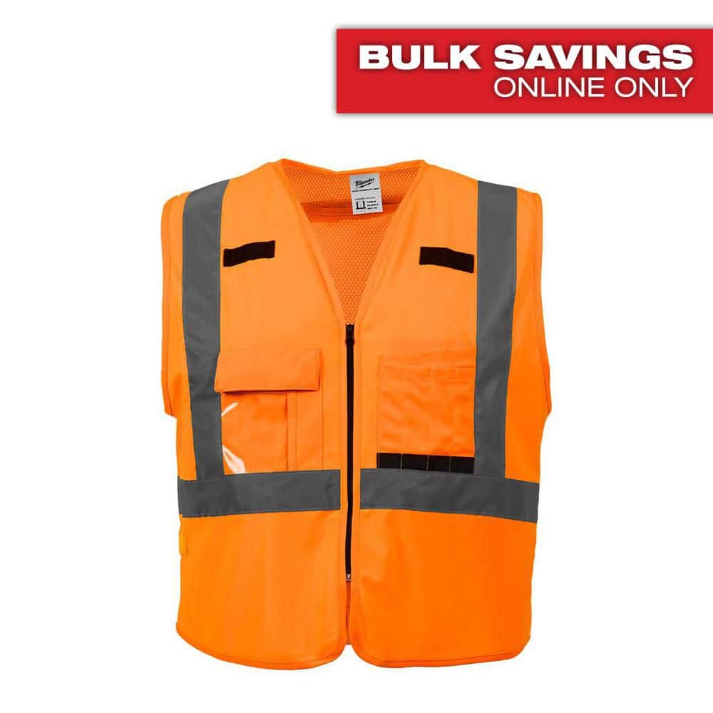Milwaukee Small/Medium Orange Class 2 High Visibility Safety Vest with 10 Pockets
