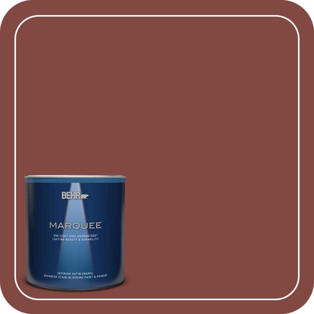 BEHR MARQUEE 1 qt. #S140-7 Deco Red Satin Enamel Interior Paint & Primer