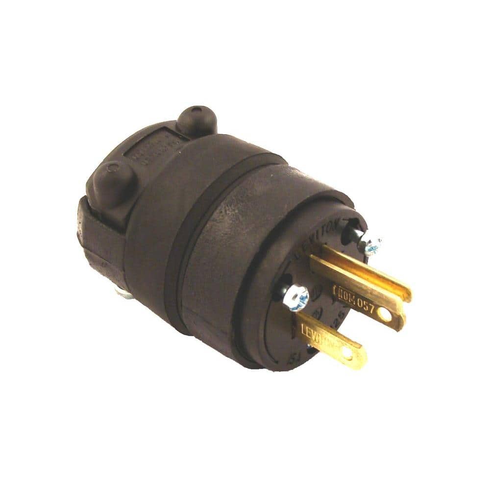 Leviton 15 Amp 125-Volt Rubber Grounding Plug 515PR-R (3)