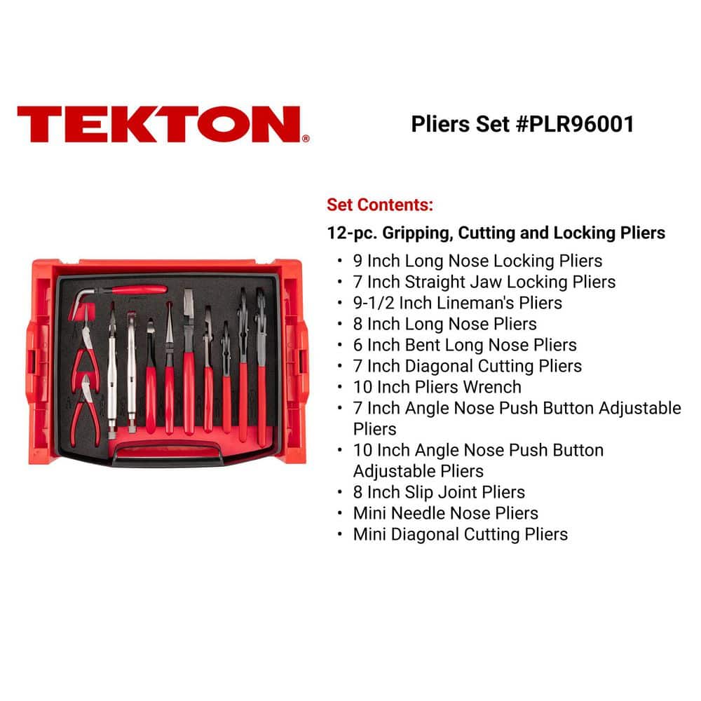 TEKTON Gripping, Cutting, and Locking Pliers Set with Open Top Drawer and Rack (12-Piece) (2)