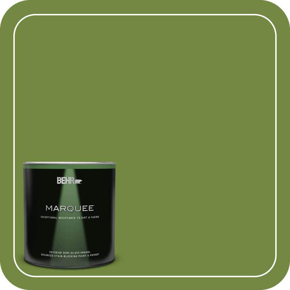 BEHR MARQUEE 1 qt. #MQ4-44 Green Dynasty Semi-Gloss Enamel Exterior Paint & Primer