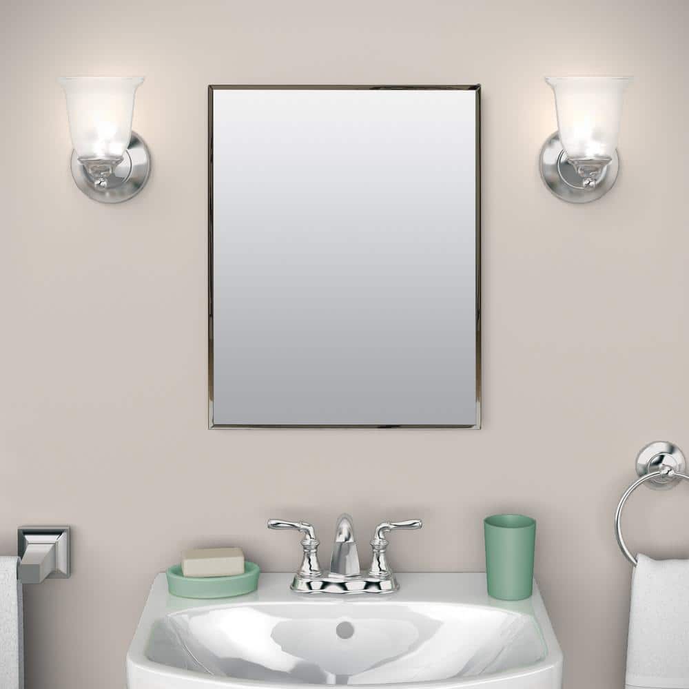 Zenith 16.1 in. W. x 20.1 in. H Rectangular Plastic Medicine Cabinet with Stainless Steel Frame and Mirror (2)
