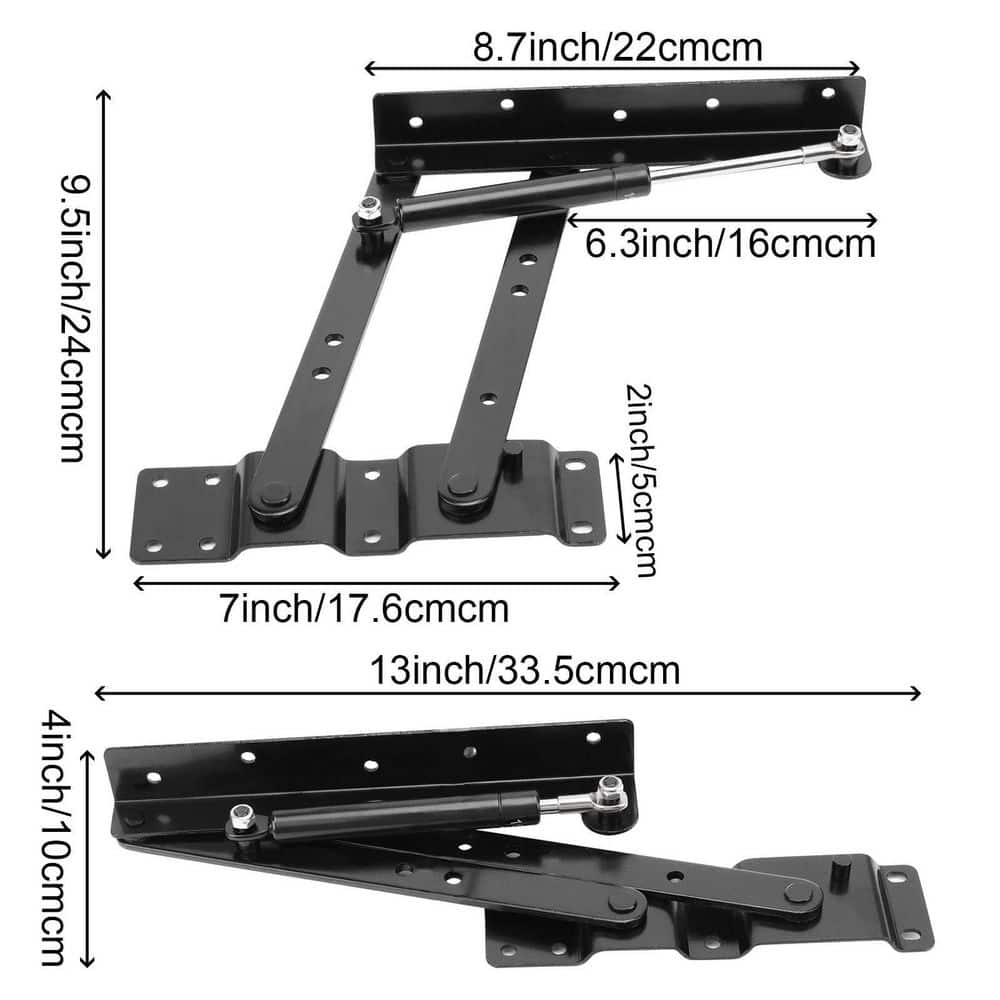 Numhew 150N Gas Hydraulic Hinge Hardware with 30 Screws for Table and Furniture (1-Pair) (2)