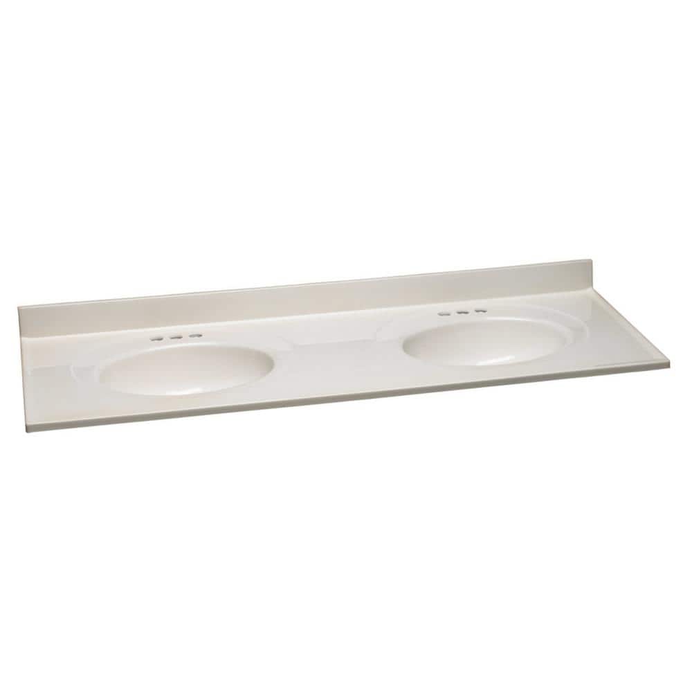 Design House 61 in. W Double Bowl Cultured Marble Vanity Top