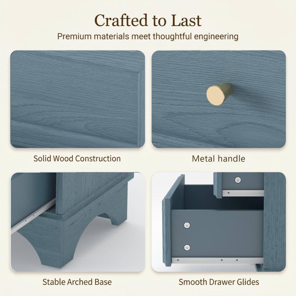 COWLOWN 31.5 in. W x 15.75 in. D x 52.17 in. H Blue Linen Cabinet with 2 Drawers and Adjustable Shelf (3)