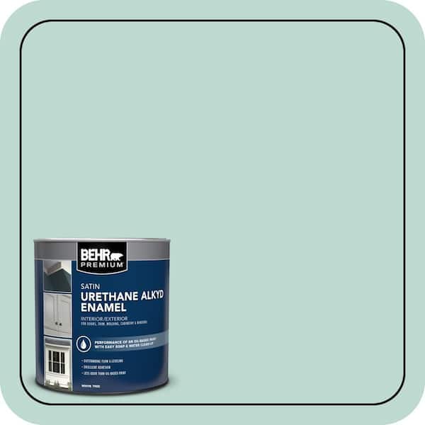 BEHR PREMIUM 1 qt. #M440-2 Serene Breeze Satin Enamel Urethane Alkyd Interior/Exterior Paint (2)