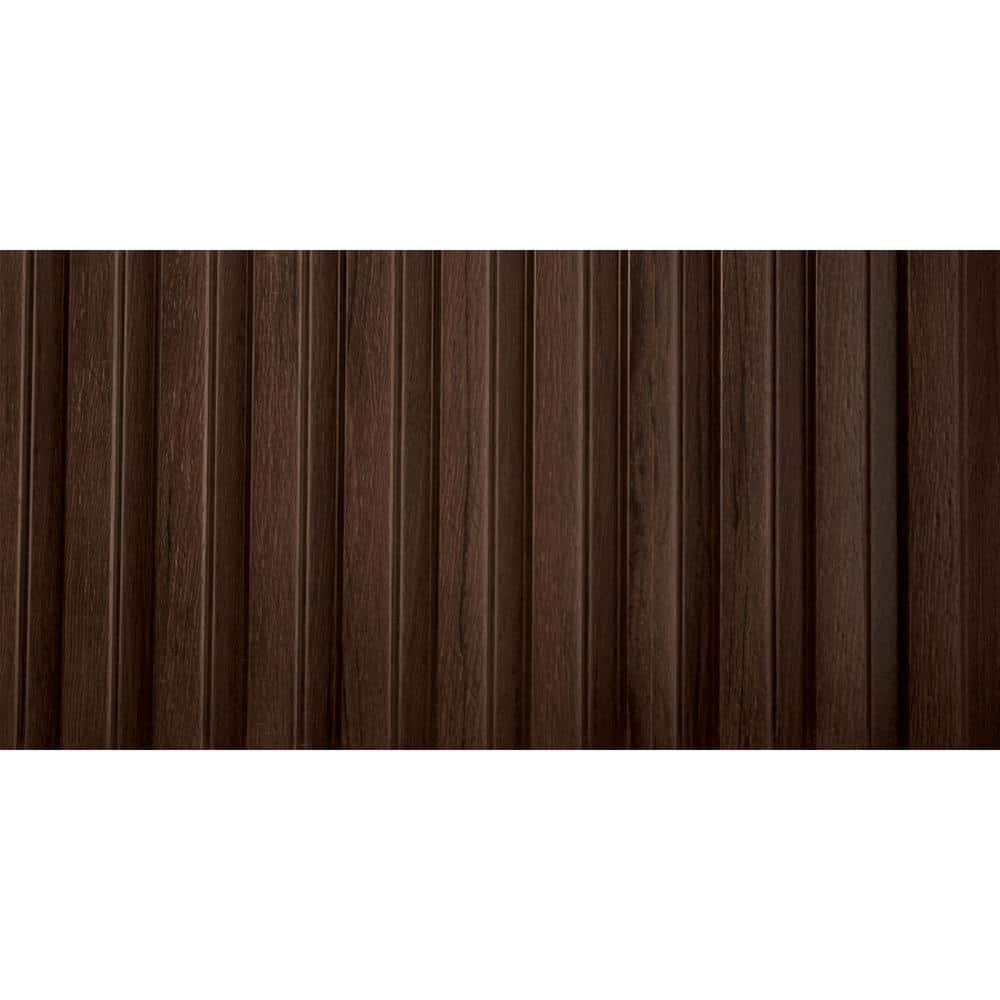 FROM PLAIN TO BEAUTIFUL IN HOURS Medium Slats 1/2 in. x 0.79 ft. x 7.88 ft. Teak Glue-Up Decorative Foam Wood Slat Walls (10-Pack)/62.25 sq. ft. (1)