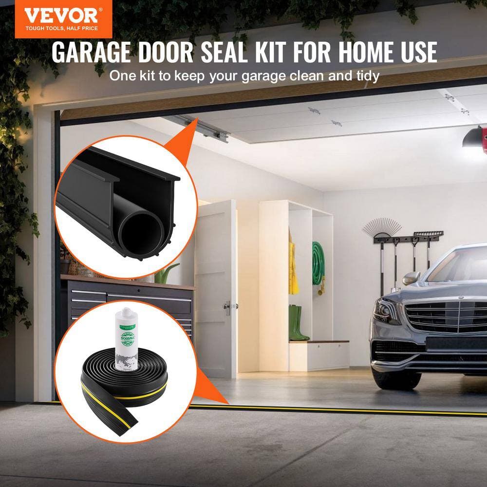 VEVOR 3.94 in. H x 12.6 in. W Garage Door Threshold and Bottom Seals Kit, 20 ft. U Shape+O Ring Universal Garage Door Bottom (2)