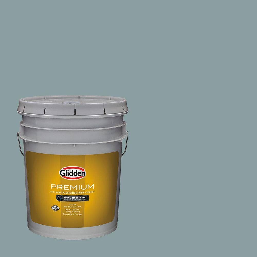 Glidden Premium 5 gal. PPG1034-5 Aqua Smoke Semi-Gloss Exterior Latex Paint