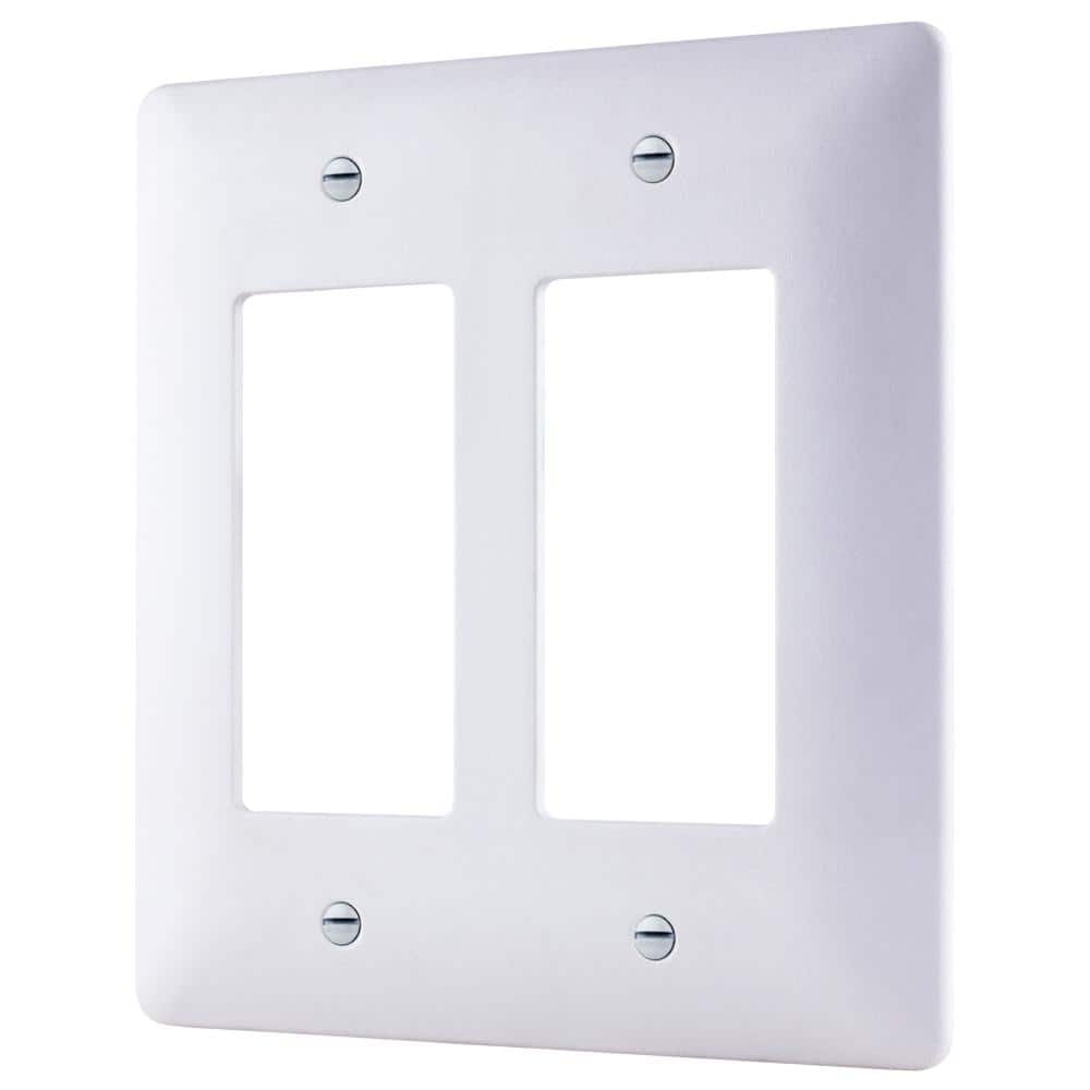 Commercial Electric 2-Gang Rocker/Rocker Midway/Maxi Sized Plastic Wall Plate, White (Textured/Paintable Finish) (3)