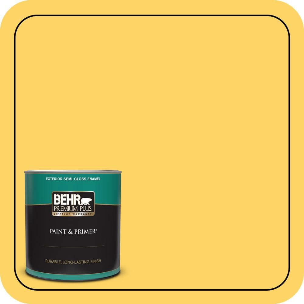 BEHR PREMIUM PLUS 1 qt. #P290-5 Squash Blossom Semi-Gloss Enamel Exterior Paint & Primer (1)