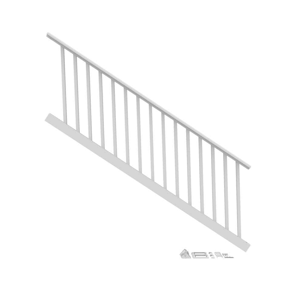 RDI Original Rail 8 ft. x 36 in. Vinyl White 32° to 38° Stair Rail Kit Including Square Baluster (1)