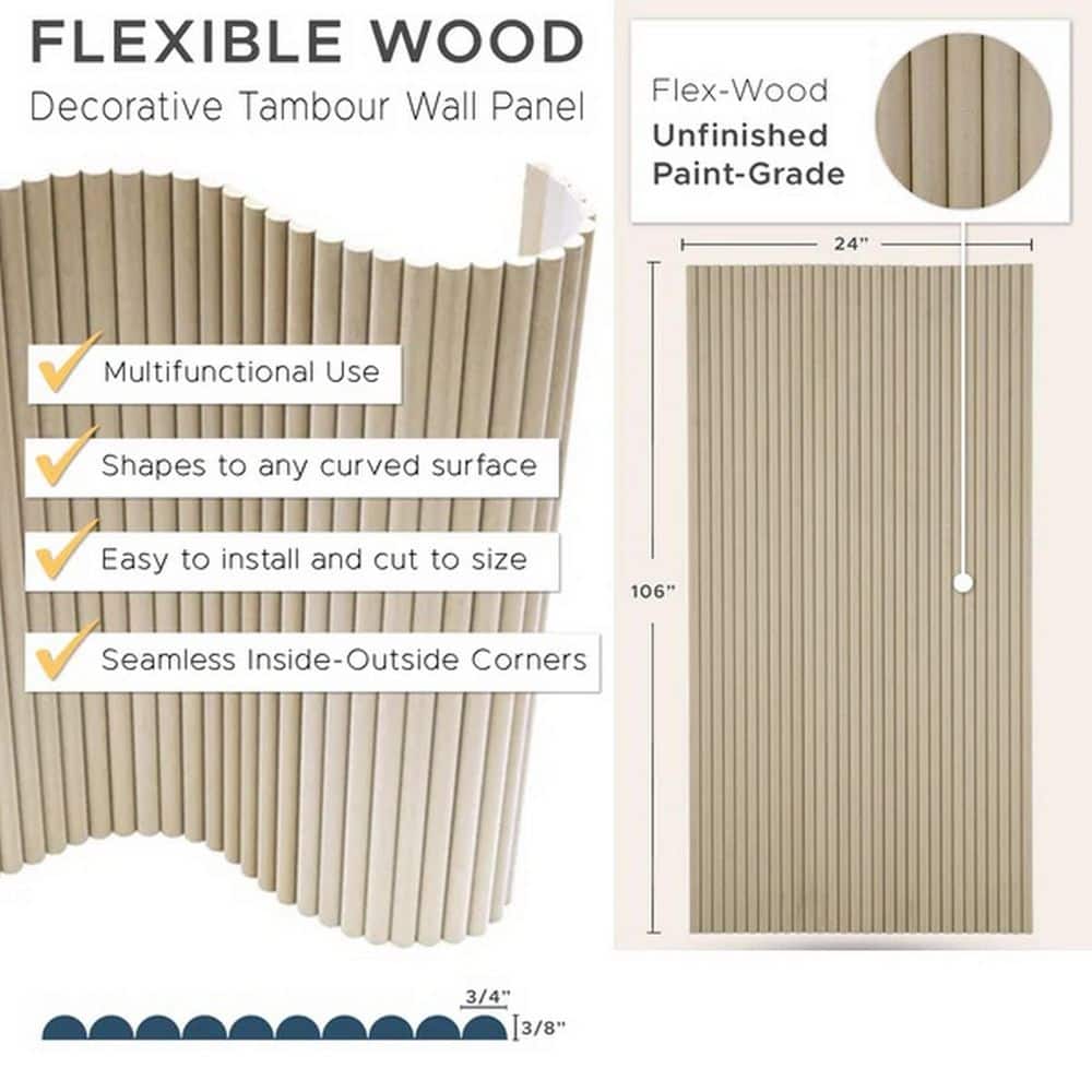 Ejoy 106 in. x 24 in. x 0.43 in. Wood Half Circle Flexible Multi-Purpose Siding Panel in DriftWood Color (Set of 1pc) (3)