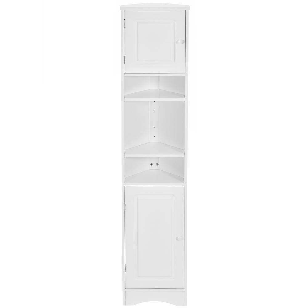 Unbranded 15 in. W x 10 in. D x 67 in. H White Wood Linen Cabinet with Adjustable Shelves (2)