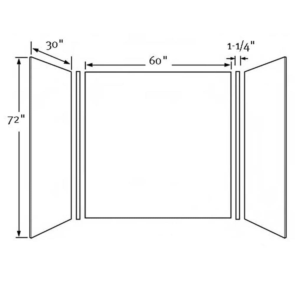 Swanstone 30 in. x 60 in. x 72 in. 3-Piece Easy Up Adhesive Tub Wall in Bisque (3)