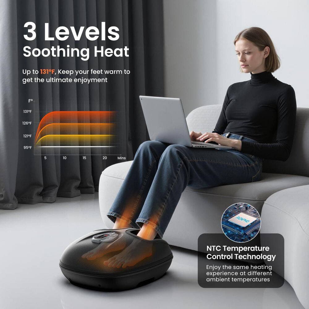Wudkey 1-Piece Bathroom Accessory Set in Black, Foot Massager Machine with Heat, Shiatsu Foot Massager for Plantar Fasciitis (3)