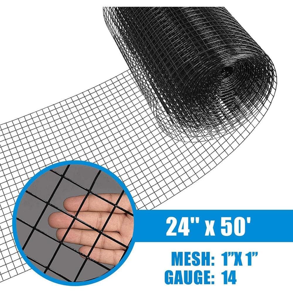 Fencer Wire 2 ft. x 50 ft. 14-Gauge Black PVC Coated Welded Wire (2)