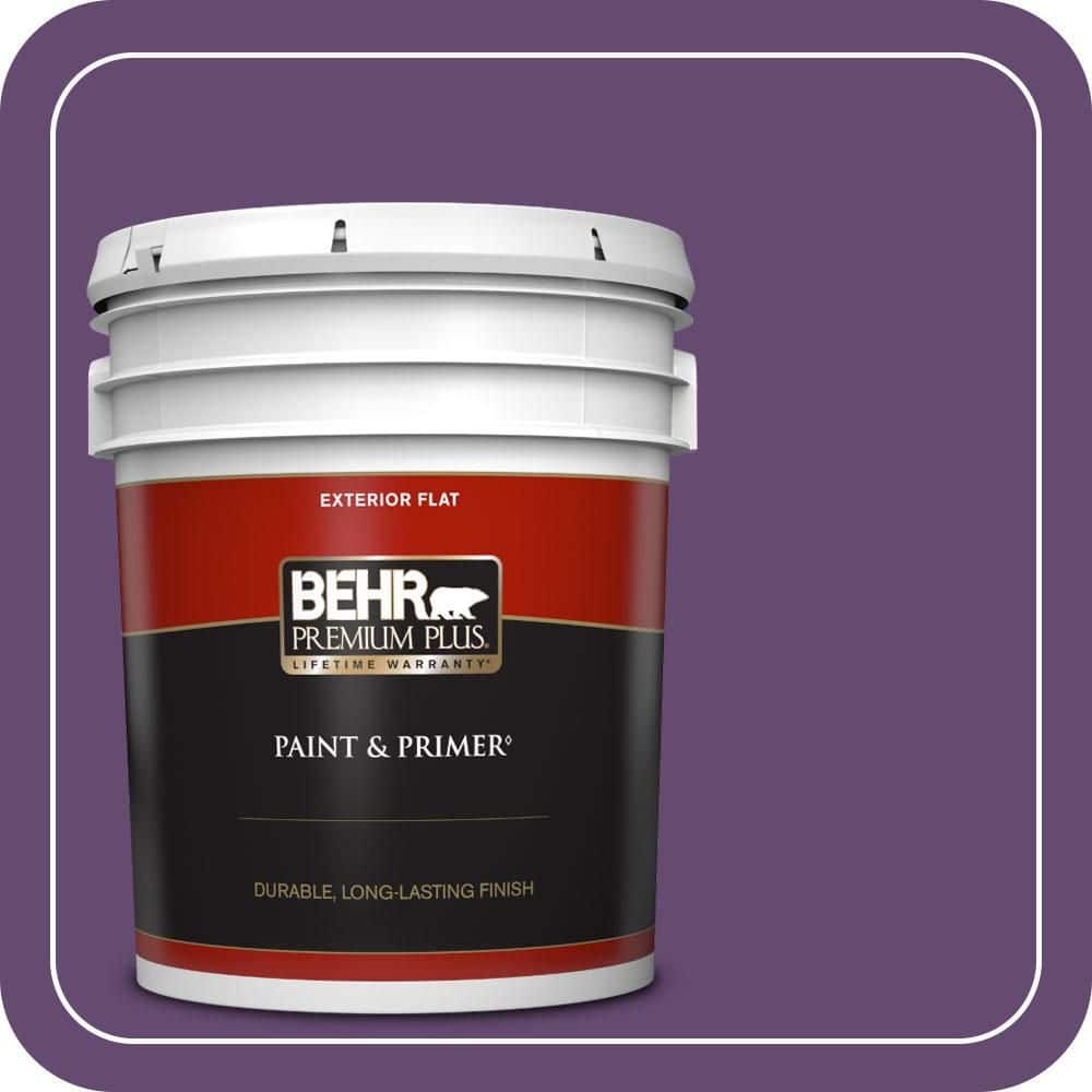 BEHR PREMIUM PLUS 5 gal. #S-G-670 Deep Violet Flat Exterior Paint & Primer