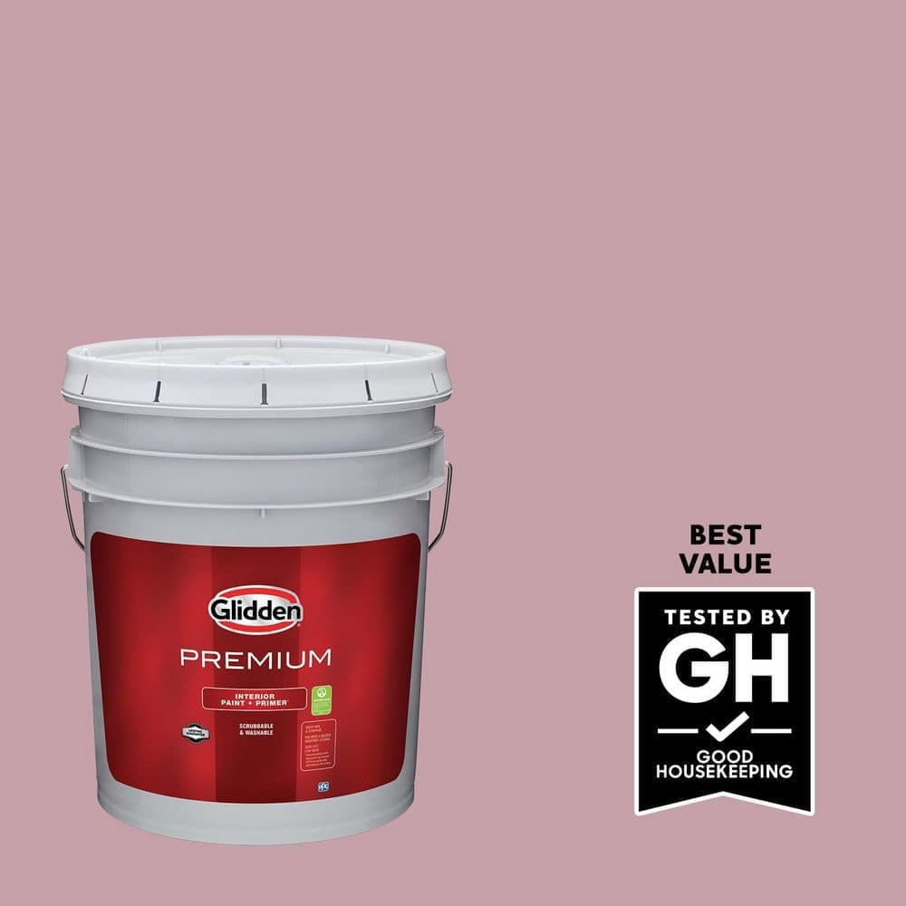 Glidden Premium 5 gal. PPG1049-4 Lighthearted Rose Flat Interior Paint