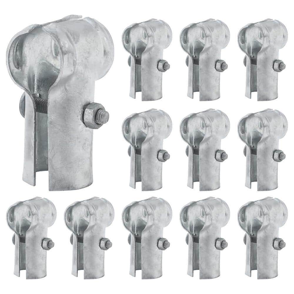 Angel Sar 12-Pieces 1-3/8" End Rail T Clamps,Galvanized Steel Chain Link Fence T Clamps for 1-3/8 in. OD Pipe,Bolts &Nuts Included (1)