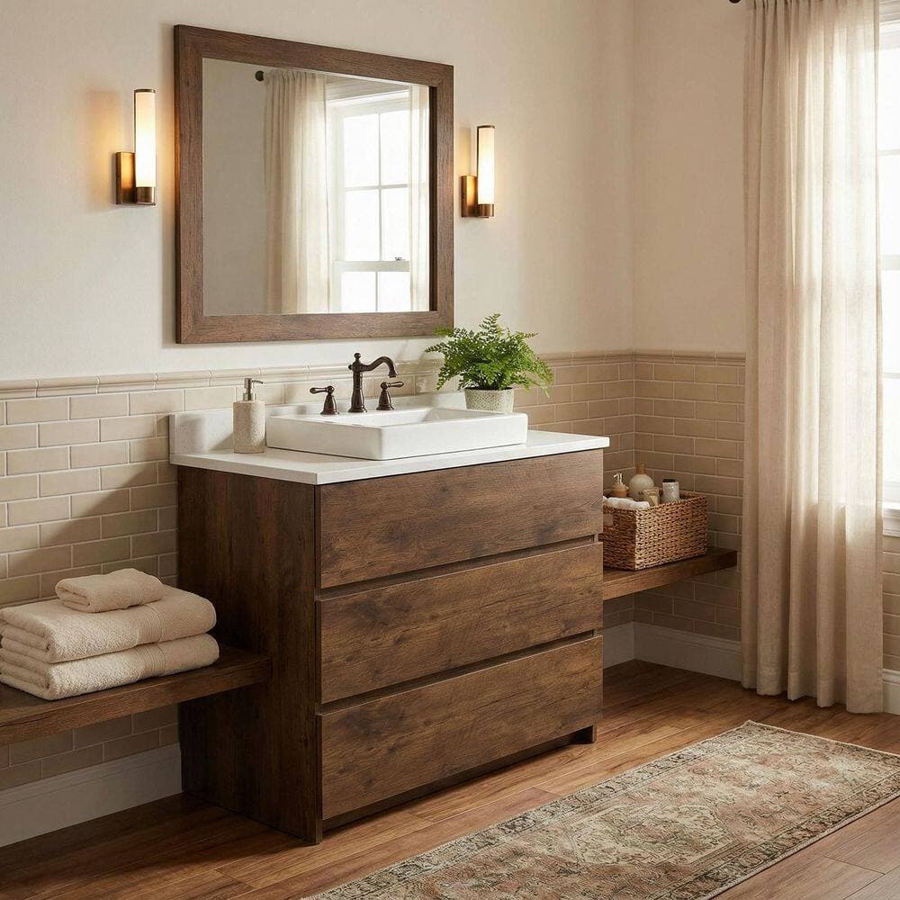Boyel Living 29.7 in. Freestanding Floor Cabinet Bath Vanity Cabinet without Top with 3 Drawers and Handle-free Design (2)