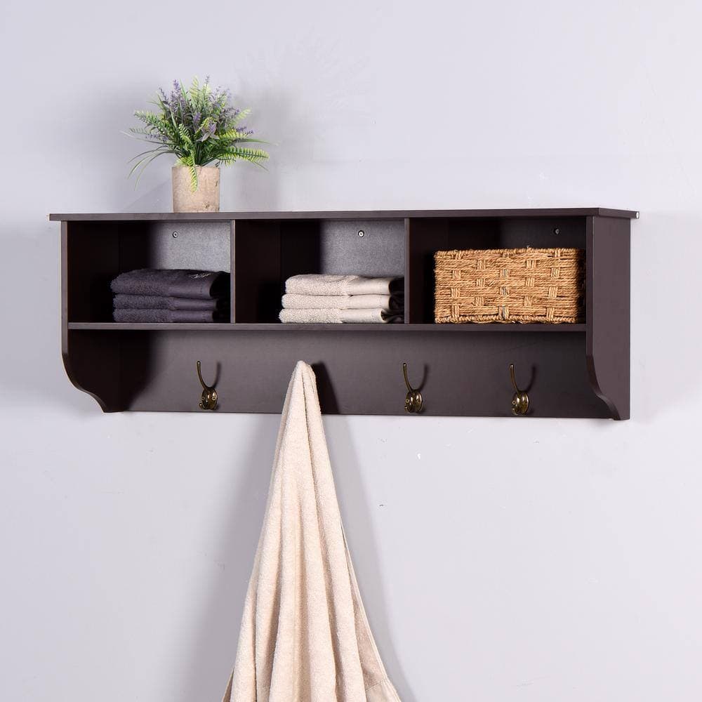 Unbranded 38.58 in. W x 7.87 in. D x 13.78 in. H Bathroom Storage Wall Cabinet in Black with 4 Dual Hooks (2)