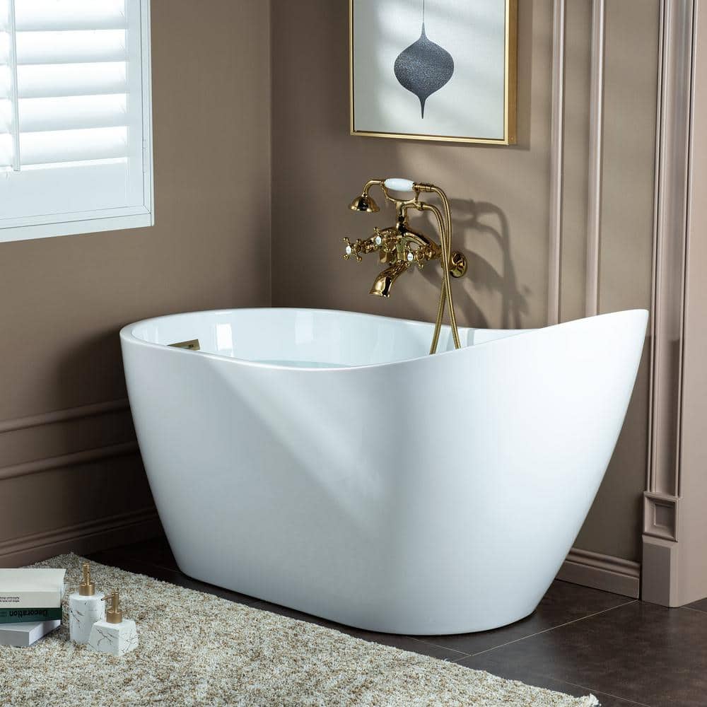 WOODBRIDGE 3-Handle Wall-Mount Adjustable Centers Bathtub Faucet with Handshower and Hose in Polished Gold (3)