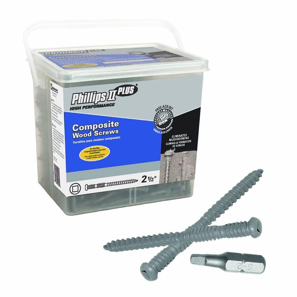 Phillips II Plus #10 2-1/2 in. Internal Square Button-Head Composite Deck Screws (5 lb.-Pack)
