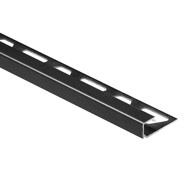 Schluter Quadec Matte Black Textured Color-Coated Aluminum 0.375 in. x 98.5 in. Metal Square Edge Tile Edging Trim
