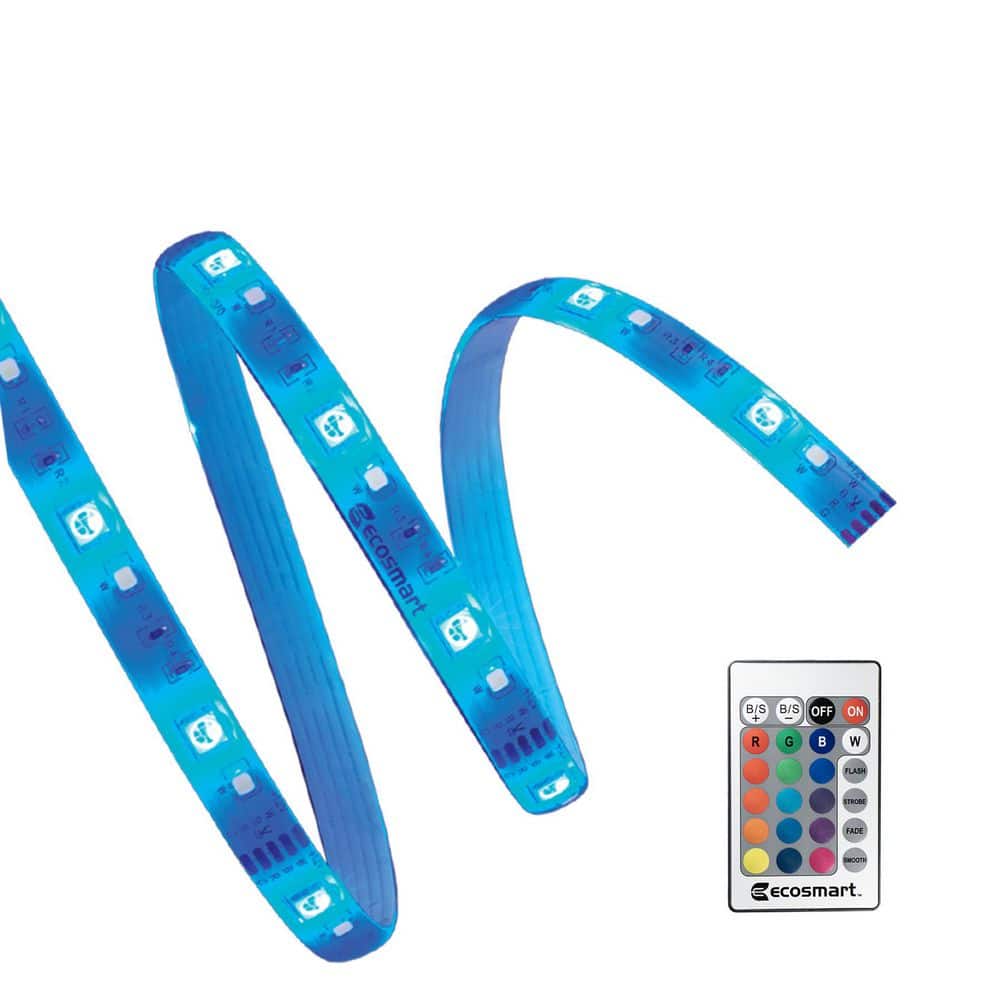 EcoSmart 16.4 ft. Plug-In Dimmable Cuttable Color-Changing Integrated LED Strip Light (3)