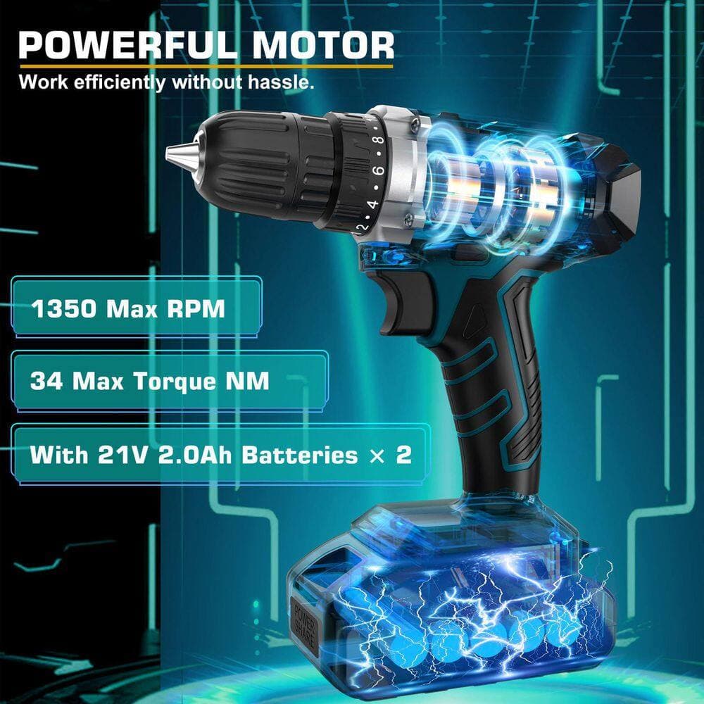 Laybus 255-Piece Tool Kit with 21V Cordless Drill, Portable Complete General Basic Home and Auto Repair Tool Set with Drawer (3)