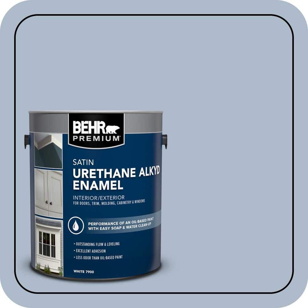 BEHR PREMIUM 1 gal. #PPU15-16 Simply Blue Urethane Alkyd Satin Enamel Interior/Exterior Paint