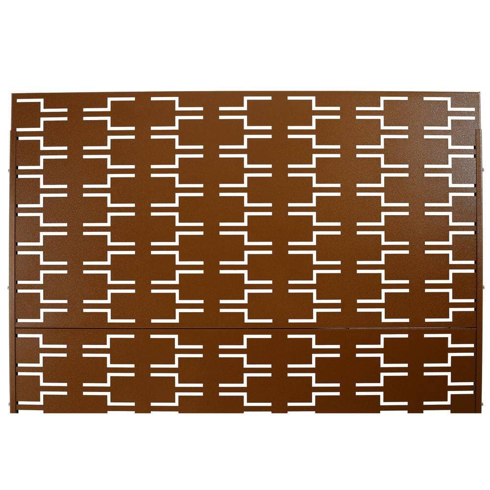 Staykiwi 76 in. H x 48 in. W Light Brown Steel Outdoor Privacy Fence Screen for Deck Balcony Patio (2)