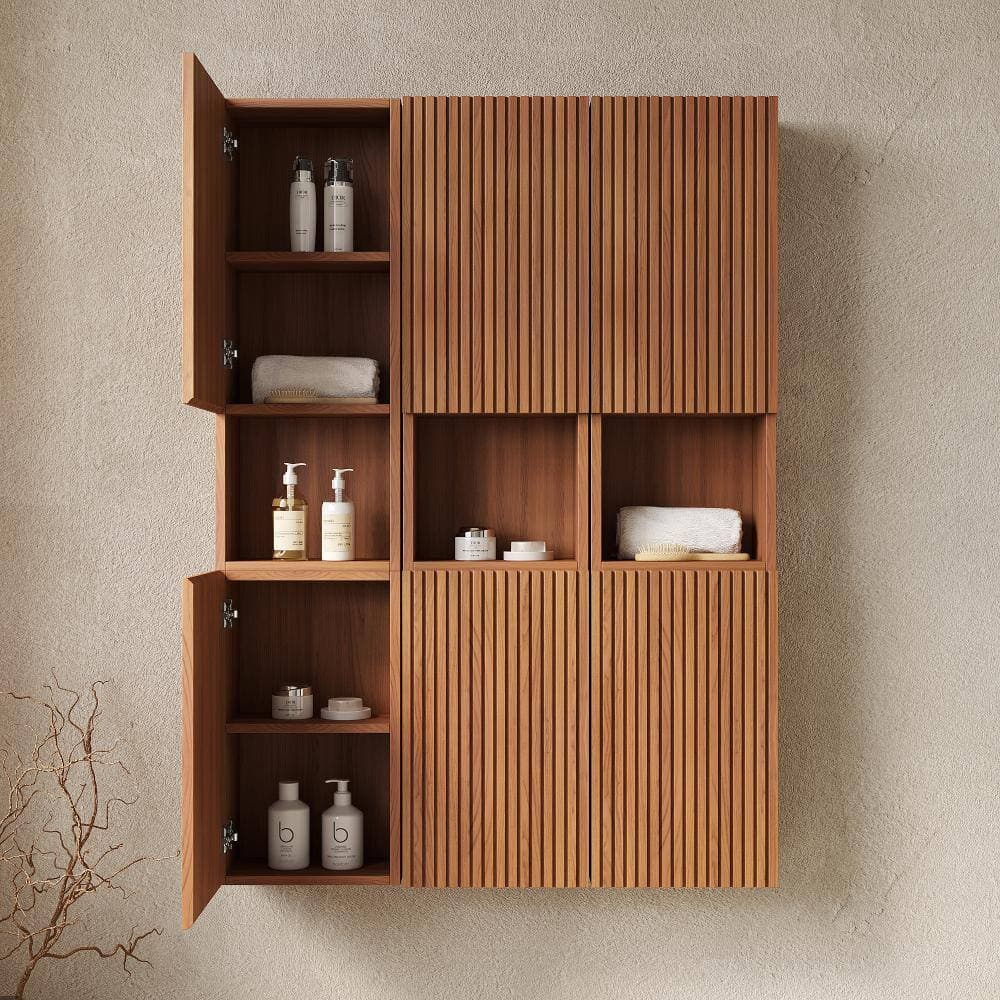 Staykiwi 41.34 in. W 11.81 in. D 59.05 in. H Wall-Mounted Bathroom Cabinet with Doors and Shelves (3)