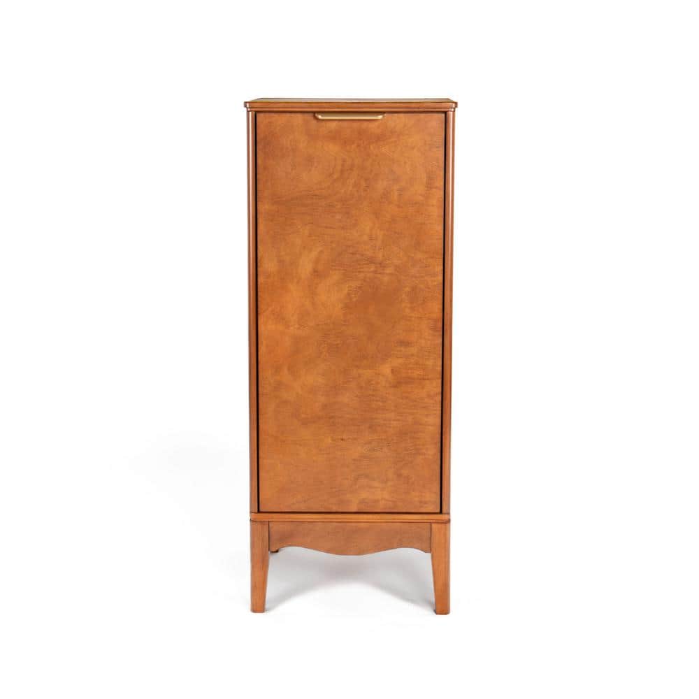 Unbranded Modern 14.5 in. W x 12.63 in. D x 35.75 in. H Antique brown Linen Cabinet with Adjustable Shelves (1)