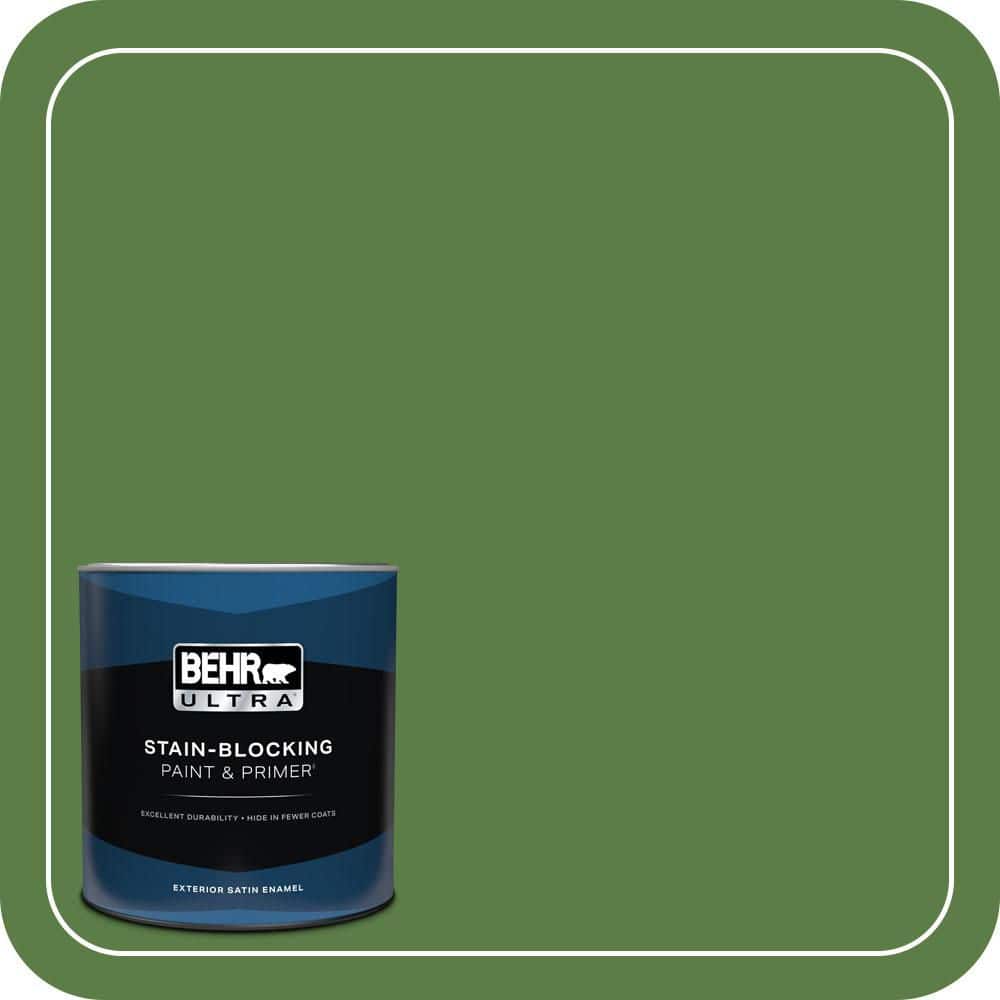 BEHR ULTRA 1 qt. #440D-6 Grassy Field Satin Enamel Exterior Paint & Primer