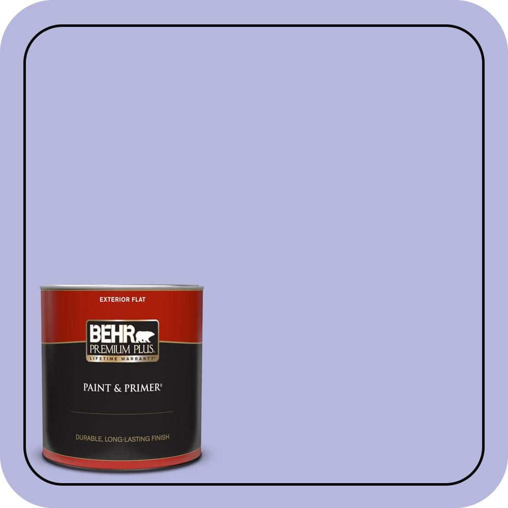 BEHR PREMIUM PLUS 1 qt. #P550-3 Lavender Cloud Flat Exterior Paint & Primer
