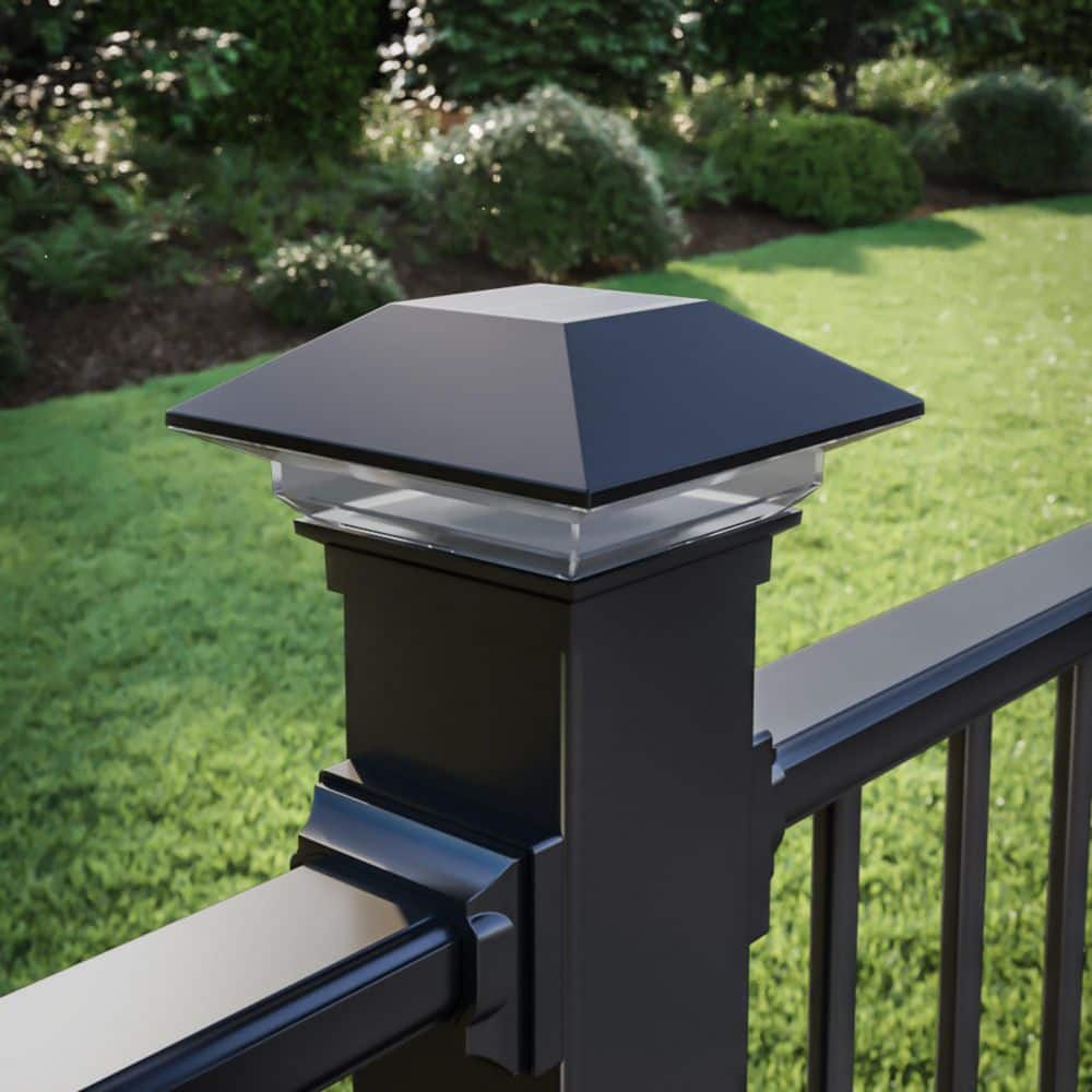 Deckorators Classic 4 in. x 4 in. Black Plastic Pyramid Solar Post Cap (2-Pack) (3)