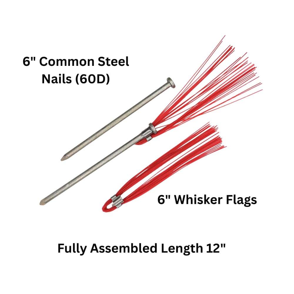 Trail Chasers 6 in. Red Survey Markers – Whiskers with Steel Nails (25-Pack) (2)