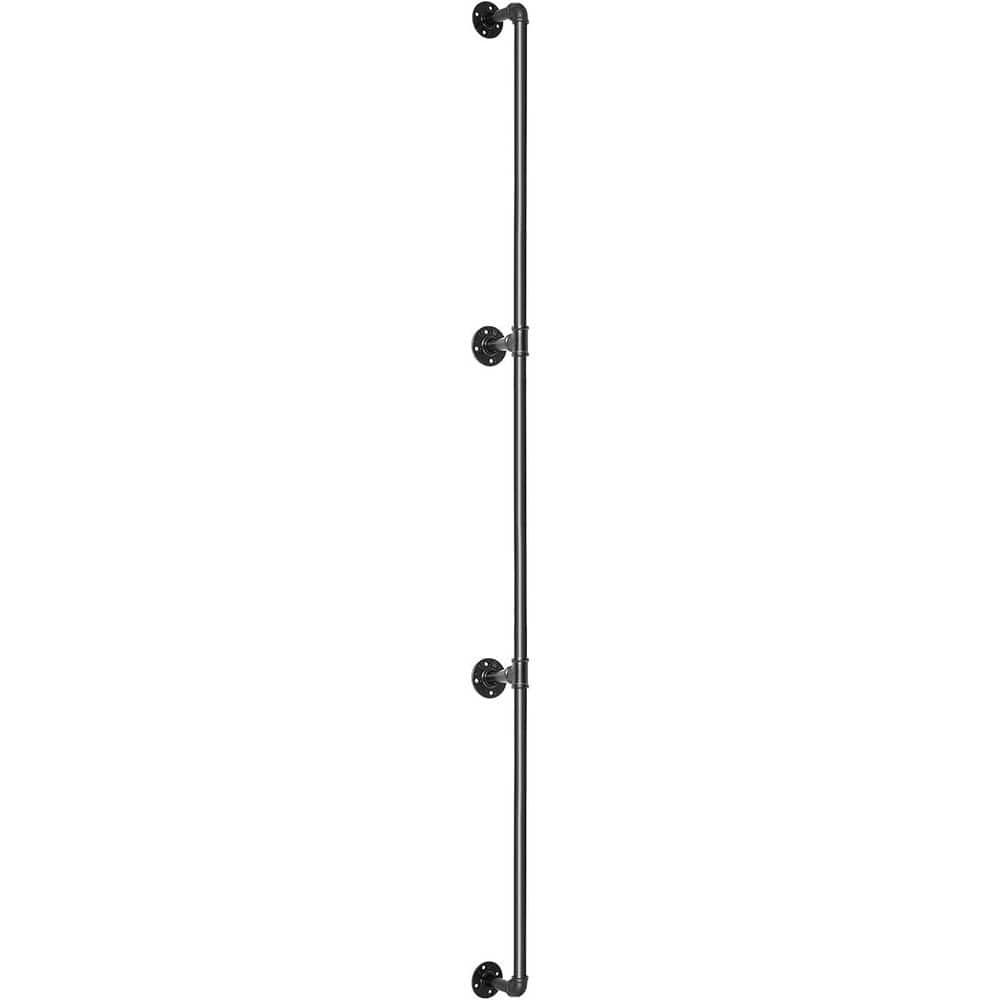 Afoxsos 10 ft. Stainless Steel Pipe Stair Handrail 440 lbs. Capacity Industrial-Style Indoor Outdoor Wall Mount Support (2)