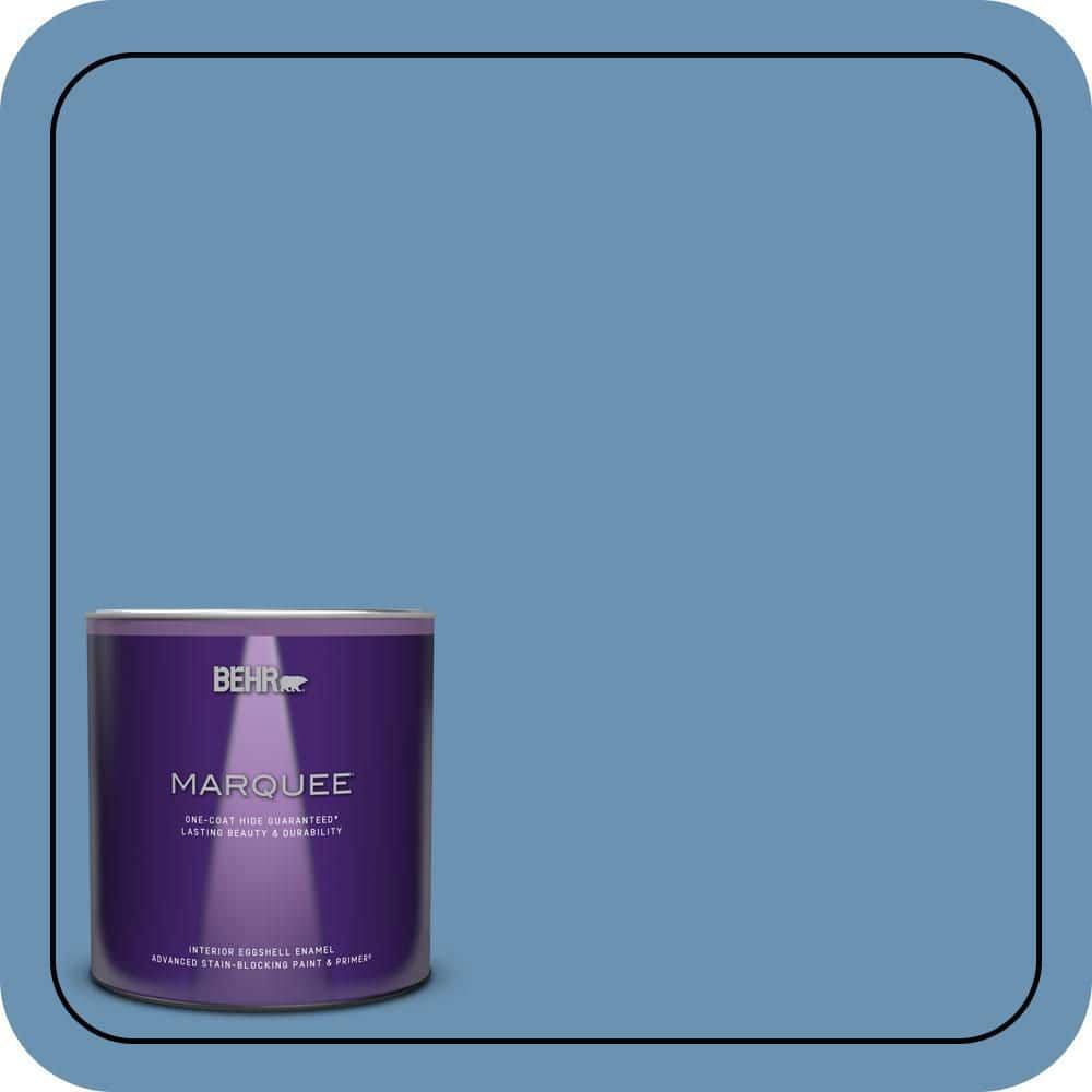 BEHR MARQUEE 1 qt. #M510-4 Brittany Blue One-Coat Hide Eggshell Enamel Interior Paint & Primer