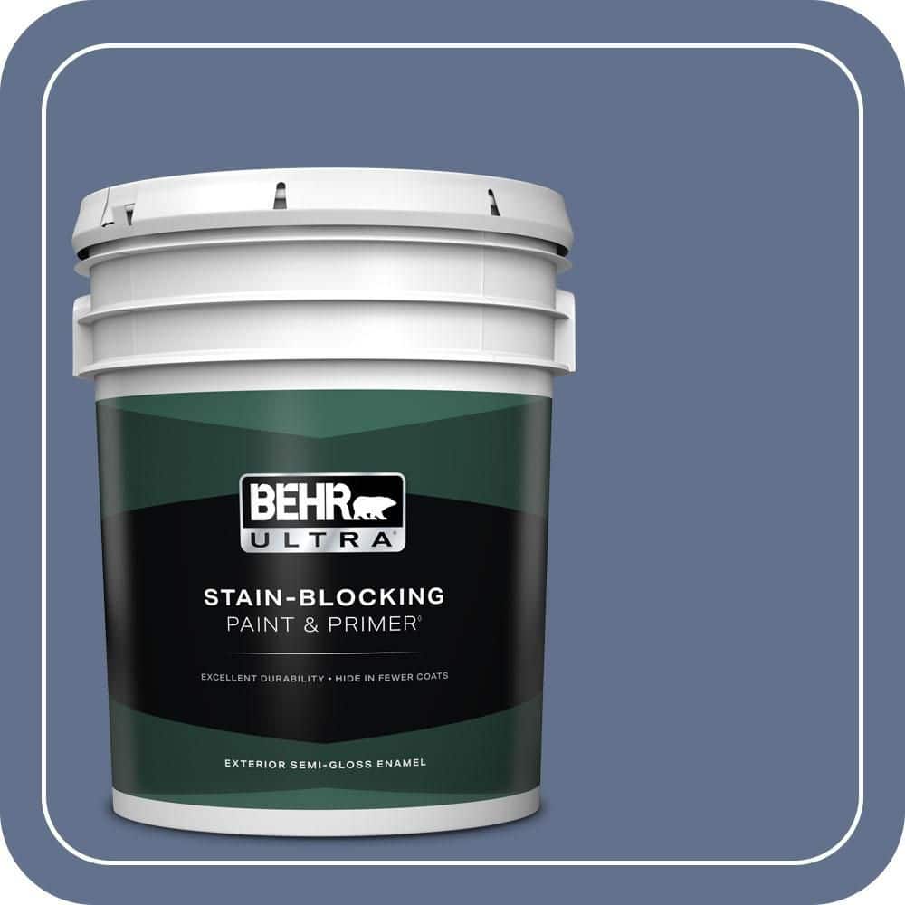 BEHR ULTRA 5 gal. #600F-6 Atlantic Blue Semi-Gloss Enamel Exterior Paint & Primer