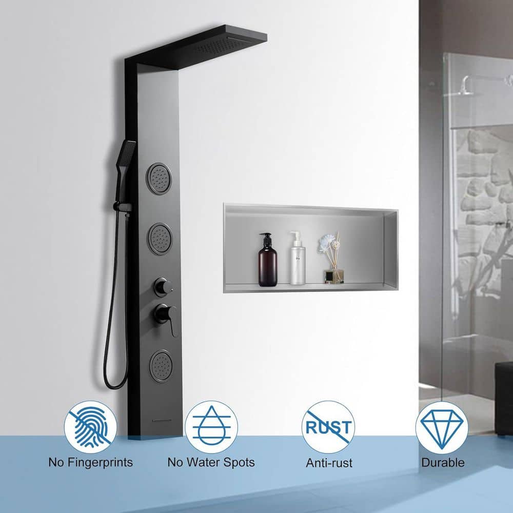 HOMEMYSTIQUE 24 in. W x 24 in. H x 4 in. D Stainless Steel Shower Niche in Brushed Nickel (2)