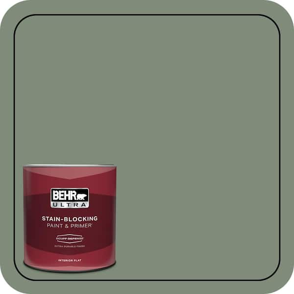BEHR ULTRA 1 qt. #450F-5 Amazon Moss Extra Durable Flat Interior Paint & Primer (2)
