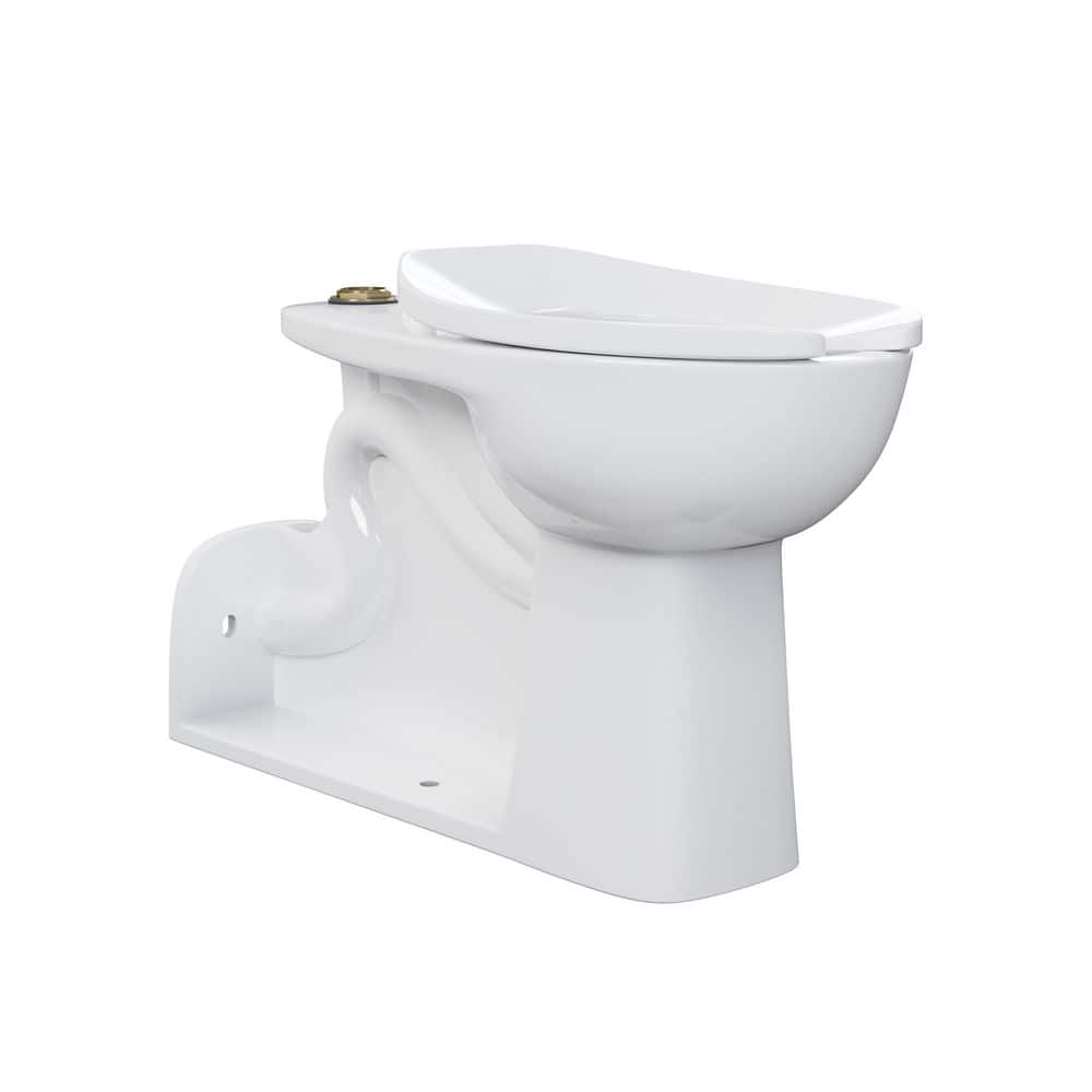 Carlton Plumbing Marquette Wall-Mounted Rear Outlet Commercial Elongated Top Spud Flushometer Toilet Bowl in Glossy White (3)