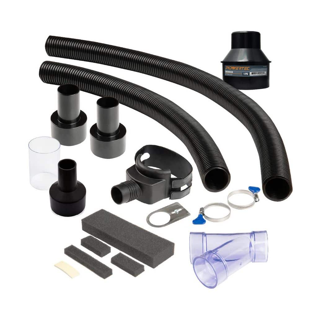 ‎POWERTEC Workshop Dust Collection System for Router Tables, with Dual Port, Y-Fitting, Hoses & Reducers (2)