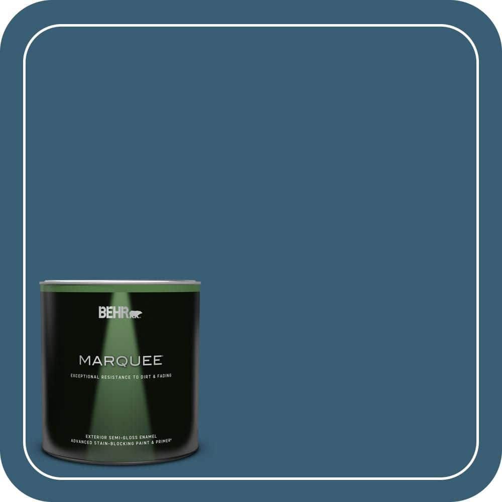 BEHR MARQUEE 1 qt. #S490-7 Superior Blue Semi-Gloss Enamel Exterior Paint & Primer (1)